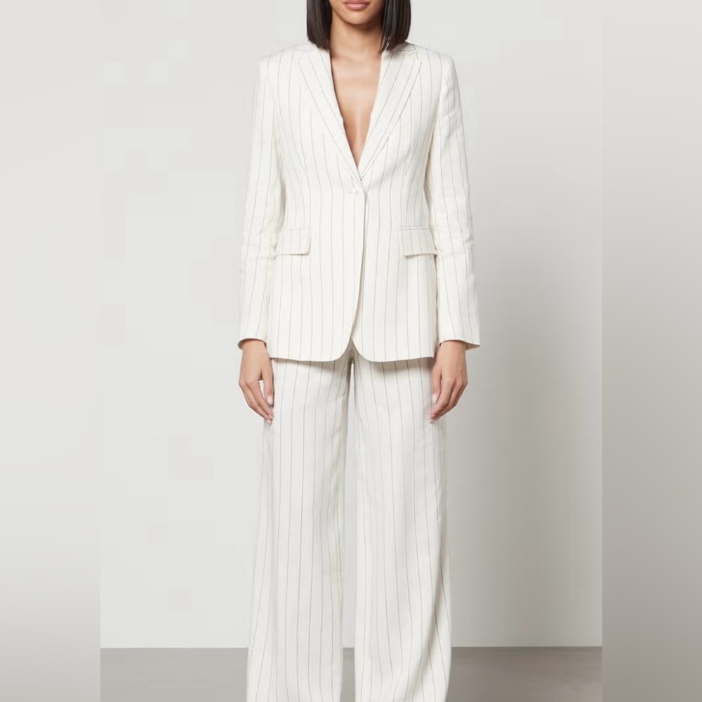 MaxMara Studio Ivory and Blue Striped Pants